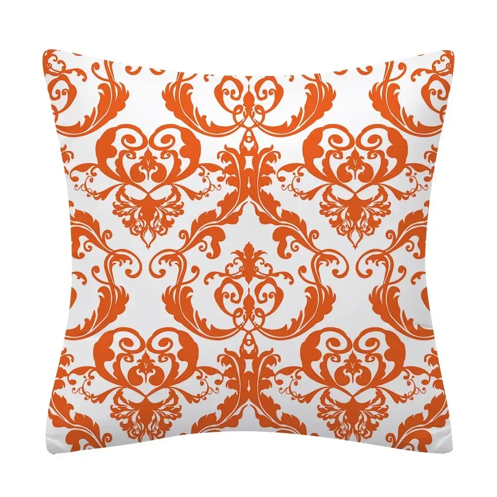 Nordic orange and white classic pattern linen pillowcase sofa cushion cover home decoration can be customized for you 40x40 3