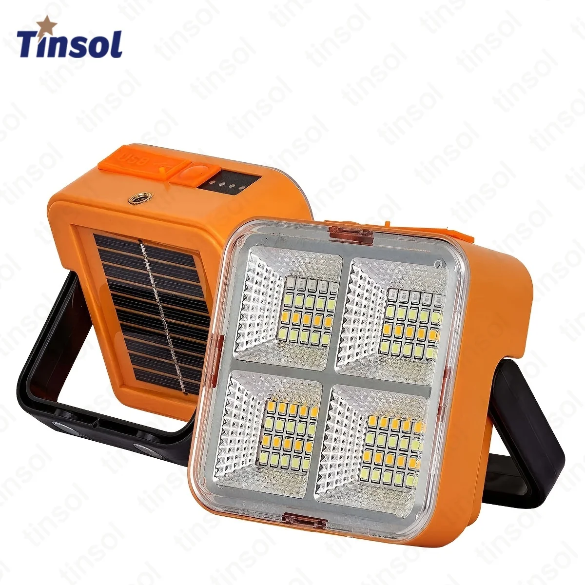 TINSOL 태양광 충전식 다기능 LED 작업등, 휴대용 야외 투광등-1200mah 리튬 배터리, 캠핑에 적합.