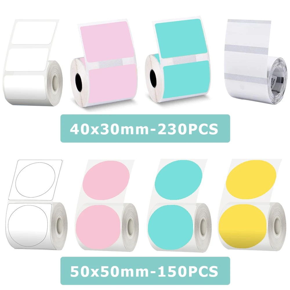 1롤 호환 M110 M220 M200 자체 접착식 원형/사각형 감열지, E210 P50 Detong P1 Munbyn Nelko 라벨 프린터
