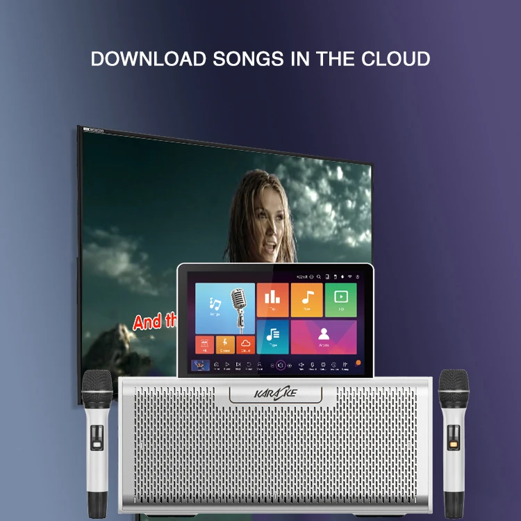 KTV Karaoke Machine Full System(Includ TouchScreen+Karaoke Amplifier/mixer+Wireless Microphone+Speaker）All in One Karaoke Player