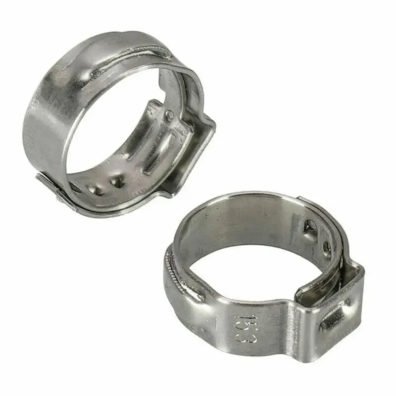 304 Stainless Steel Hose Clamps 5.3-31.6mm Single Ear Clips for Pipe/Tube Connections 10pcs