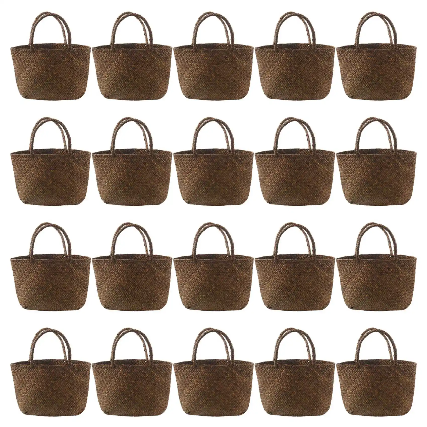 

20X Casual Straw Bag Natural Wicker Tote Bags Women Braided Handbag for Garden Handmade Mini Woven Rattan Bags