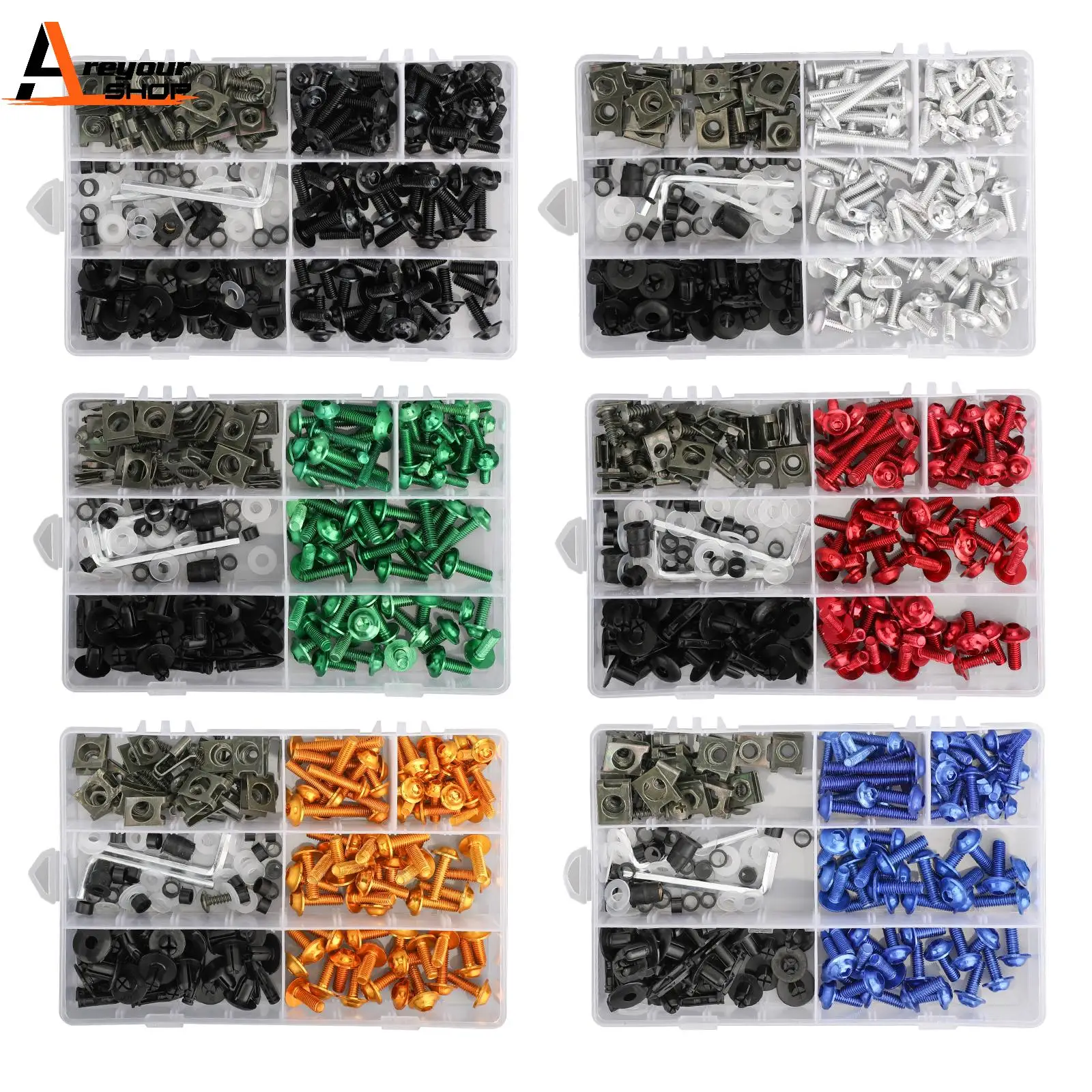 

Areyourshop Complete Fairing Bolts Screws Bodywork Kit For Yamaha YZF R6 R1 R3 R25 FZ07 FZ09 For Ducati For Honda Motor Parts