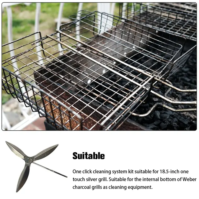 22-1 2 Hüvelykes Egy Tapadó Tisztító Rendszerkészlet A Vízforraló Rozsdamentes Székesítői Grill Alkatrészek Barbecue Kiegészítők Bbq Tools