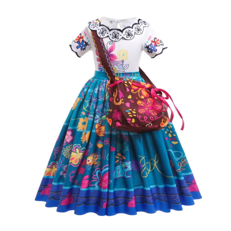 thumbnail image 1 of Vestido de princesa Mirabel de Disney para niñas, traje de Encanto para Cosplay, Carnaval, fiesta de cumpleaños, disfraz de Encanto para niños y bolsa, 1 of 5