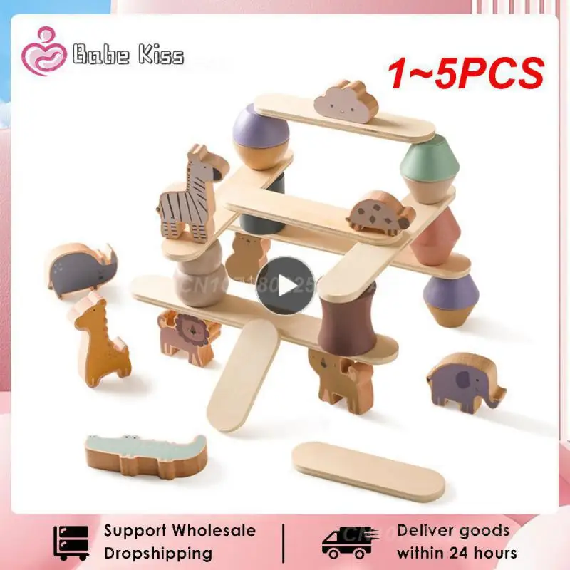 

1~5PCS Montessori Wooden Toys Busy Board Games Balancer For Children Learning And Education Baby Memories Animal Shape Stacking