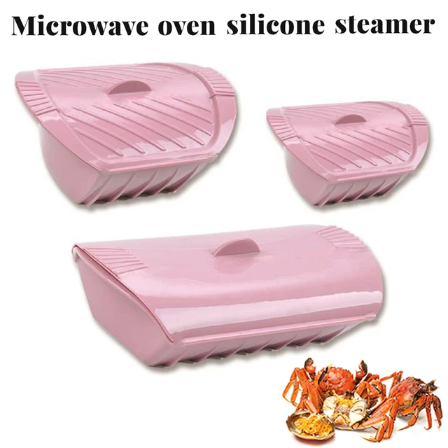 Olla de vapor para microondas, recipiente de silicona con tapa para hacer  palomitas de maíz, recipiente para horno, tostador, herramientas de cocina  - AliExpress