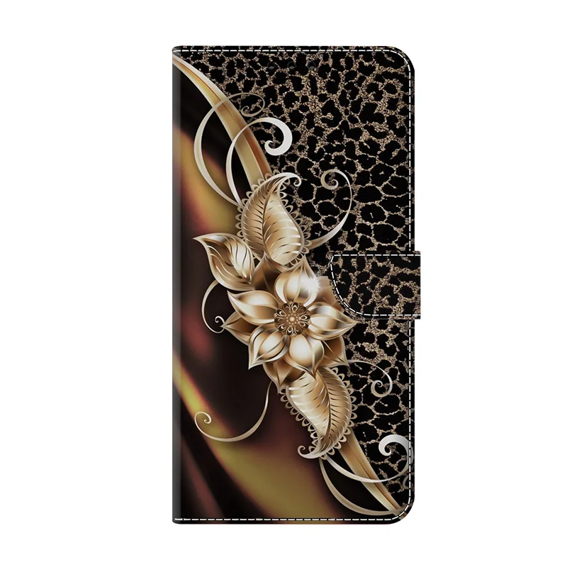 3D Flower Painted Leather Wallet Phone Case with Card Slot