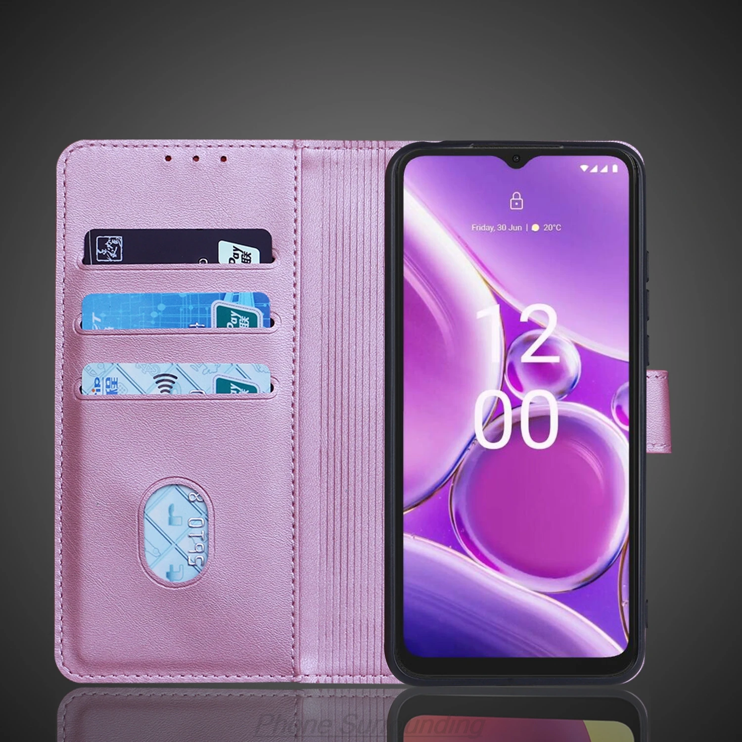 Premium PU Leather Wallet Flip Cover with Card Holder - Protective Holster