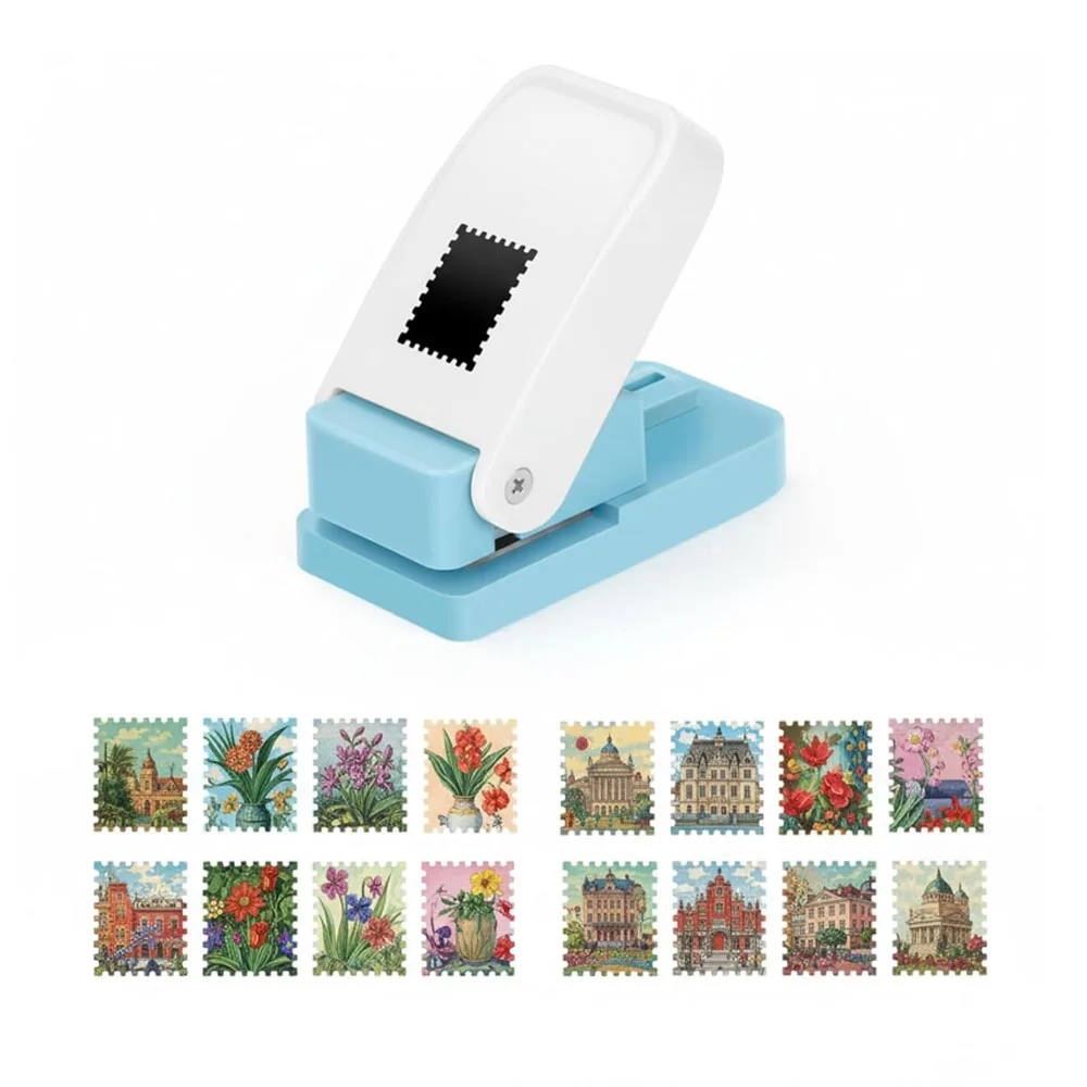 2.5x2.1cm/1x0.8인치 직사각형 우표 펀치 레버 액션 공예 펀치 (종이 공예, 스크랩북킹, 제작용 펀칭 도구)