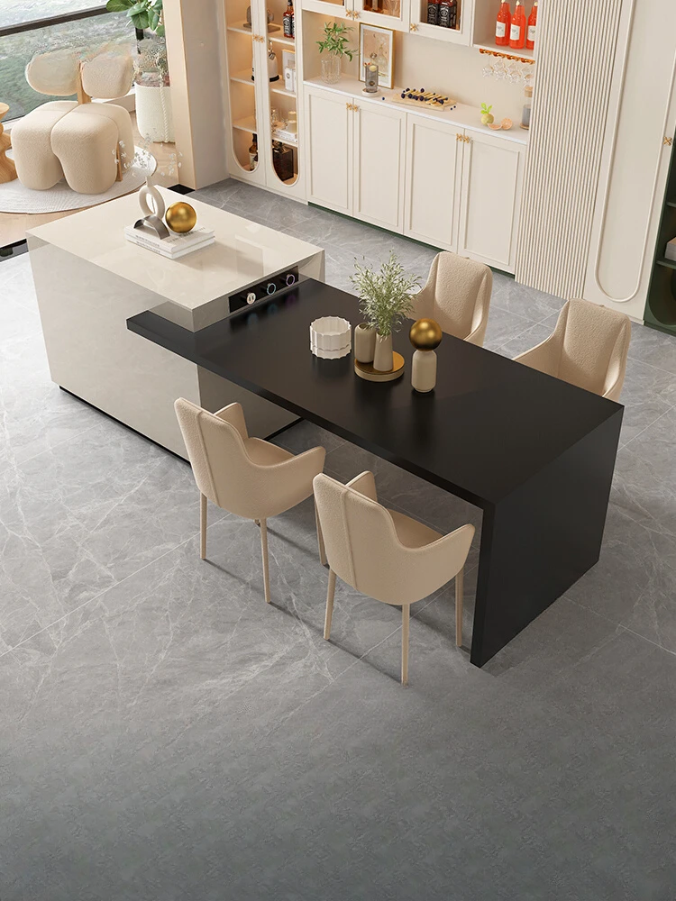 

Light Luxury Rock Plate Dining Table Integrated Island Platform Open Kitchen Household Inverted Table
