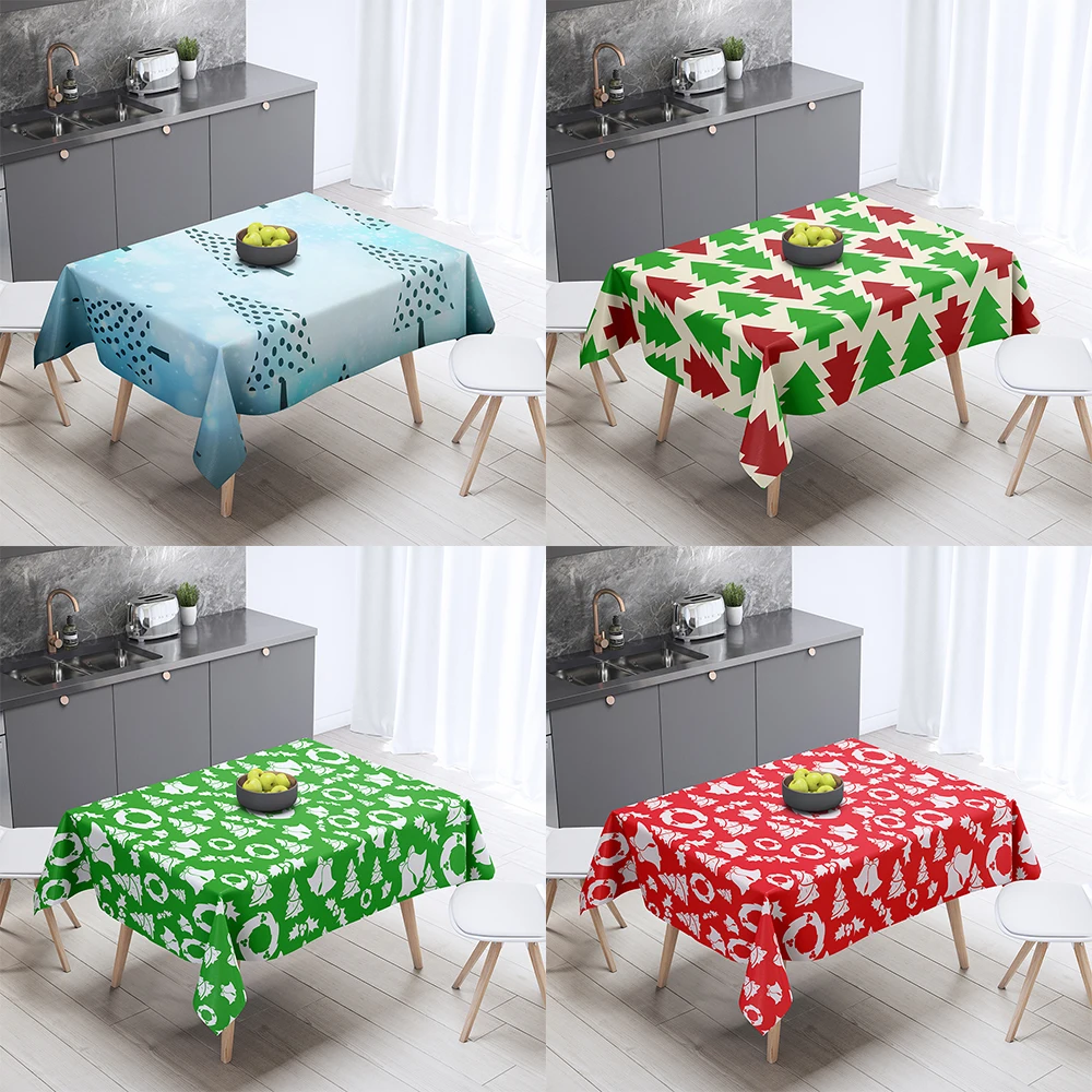 

Christmas themed printed tablecloth for home decoration rectangular gathering anti fouling dust cover