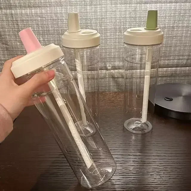 500/850ml Plastic Sports Water Bottles Juice Milk Transparent Cup with Lid Straw Bubble Tea Coffee Cup Large Capacity Drink