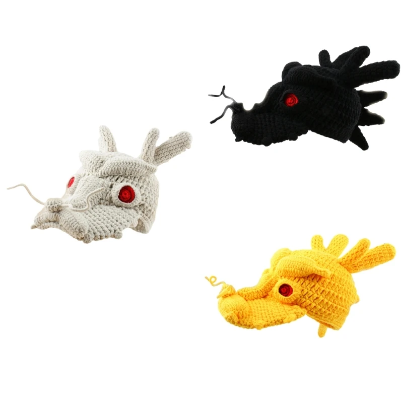 

Christmas Funny Hat Knit Dragon Head Hat Fun Crazy Hat New Year Supplies