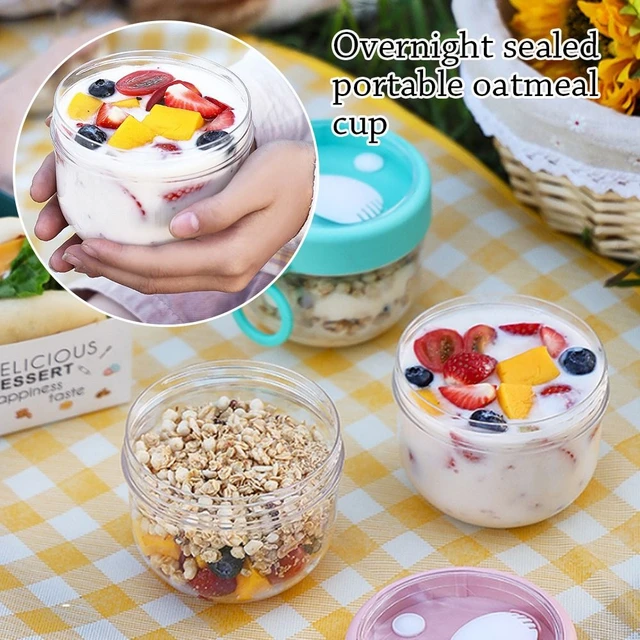 Reusable Overnight Oats Jars Container With Lid And Spoon Oatmeal Salad Jars  Smoothie Prep Containers Cups