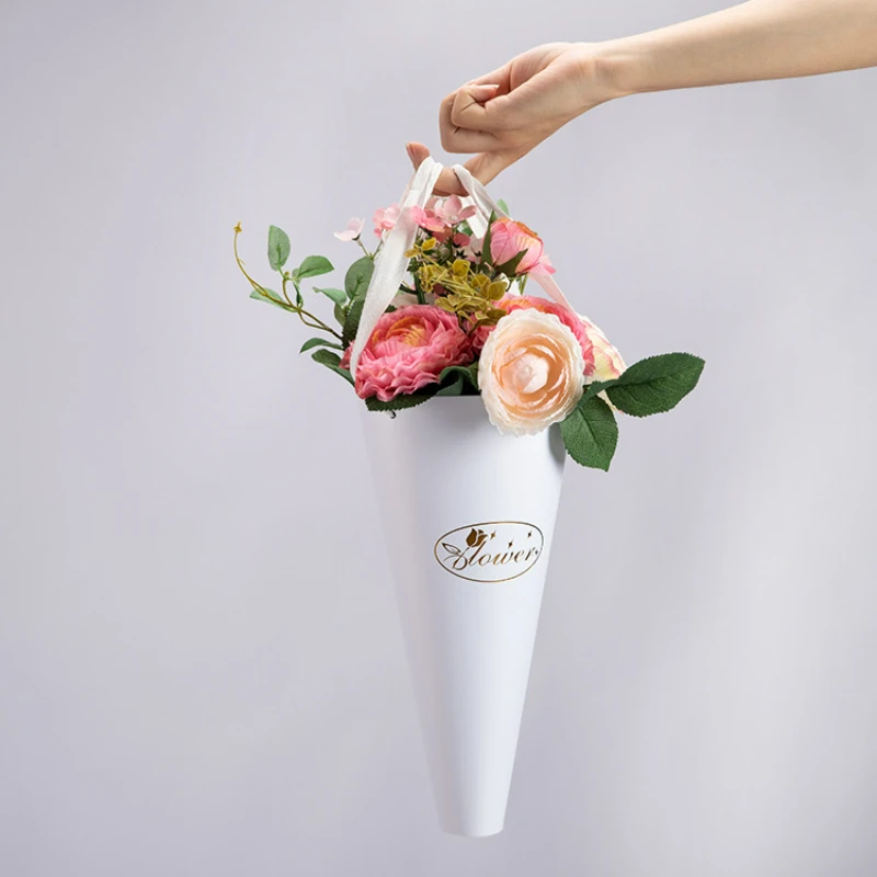 5Pcs/lot Creative Folding Portable Round Bouquet Bag Rose Flower Bucket