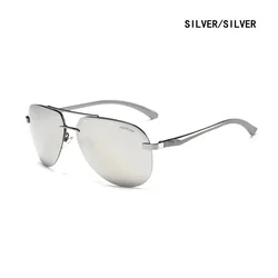 AORON Vintage Polarized Night Vision Sunglasses with Mirror Coating - M (Silver Silver)