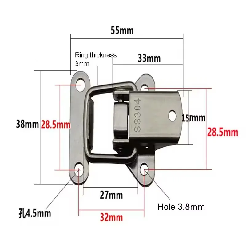 Stainless Steel Cabinet Latch Hasp Toolbox Toggle Latch Mini Clamps Box Clasp Buckle Trunk Catches 4Pcs toggle latches