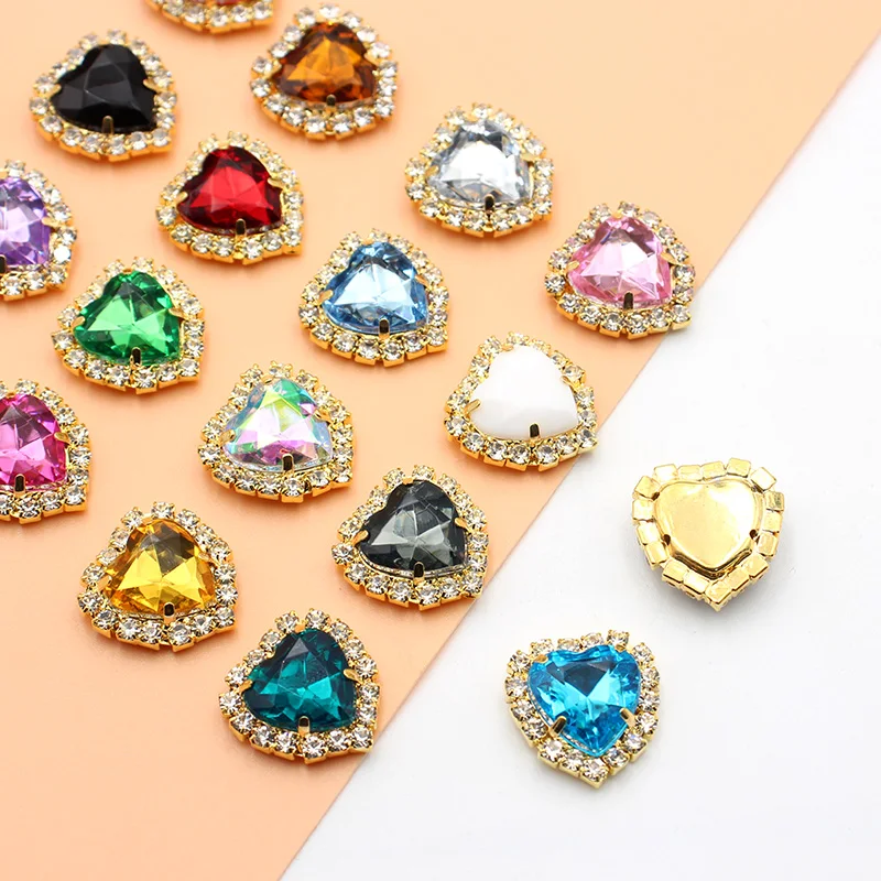 10pcs/batch 18MM metal heart rhinestone buttons handmade DIY sewing clothing wedding decoration accessories 3