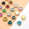 10pcs/batch 18MM metal heart rhinestone buttons handmade DIY sewing clothing wedding decoration accessories 3
