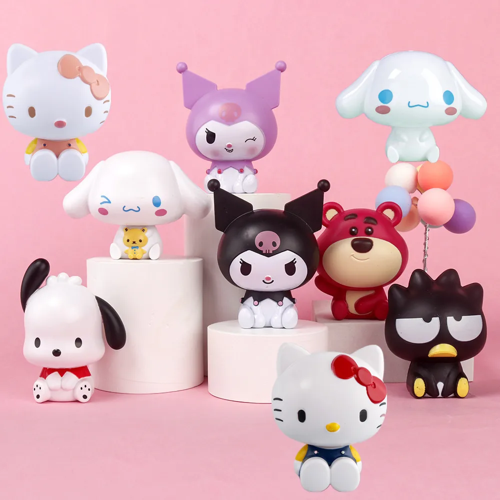 

Kawaii Sanrio Anime Figure Cinnamoroll Kuromi My Melody Doll Strawberry Bear Action Figures DIY Cake Decorate Toys Gift for Kids