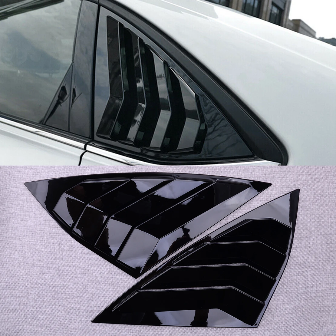 1 Pair Car ABS Exterior Rear Side Window Shutters Louvers Covers Fit for VW Jetta A7 MK7 GLI