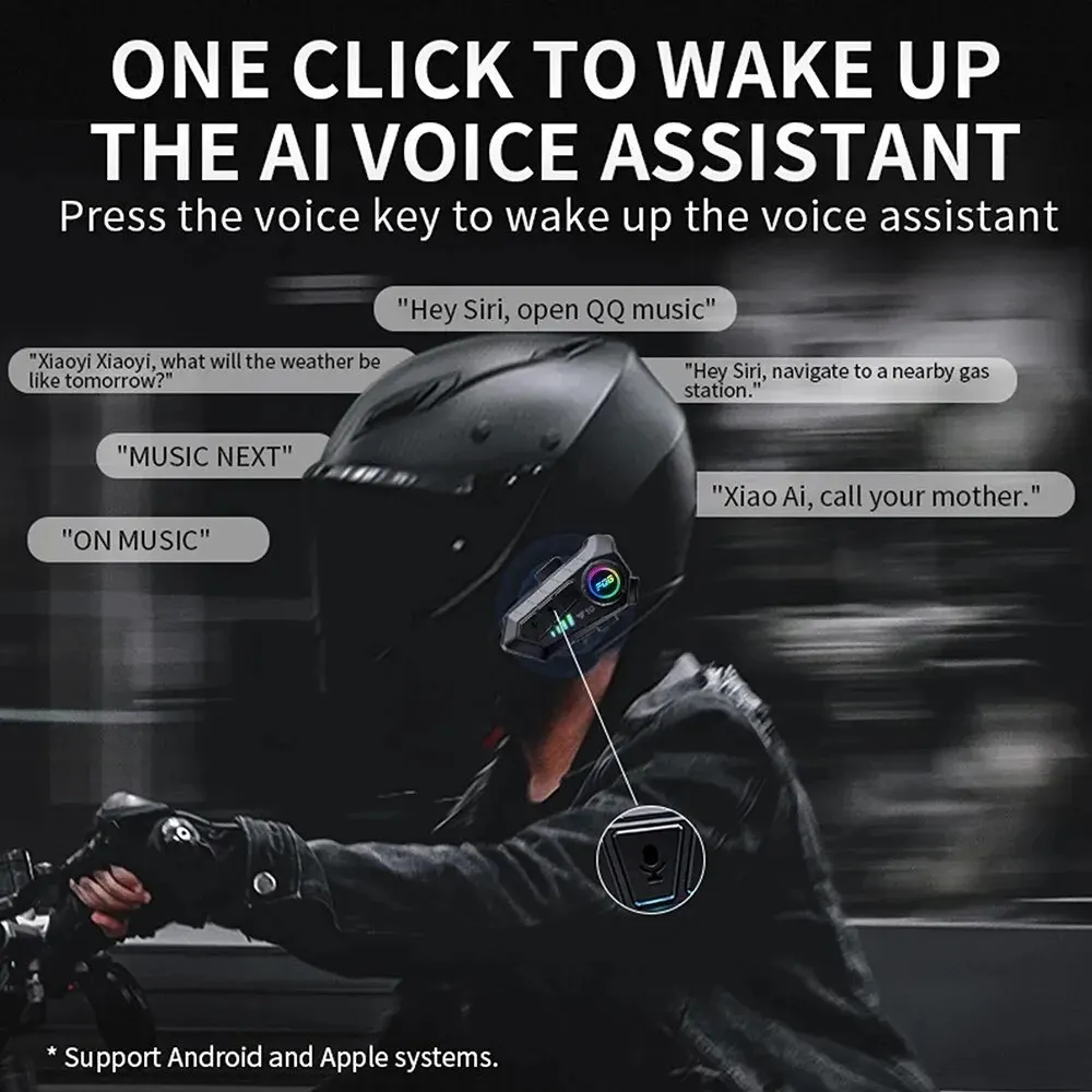 Helmet Headset Wireless Hands-free Bluetooth 5.3 Motorcycle