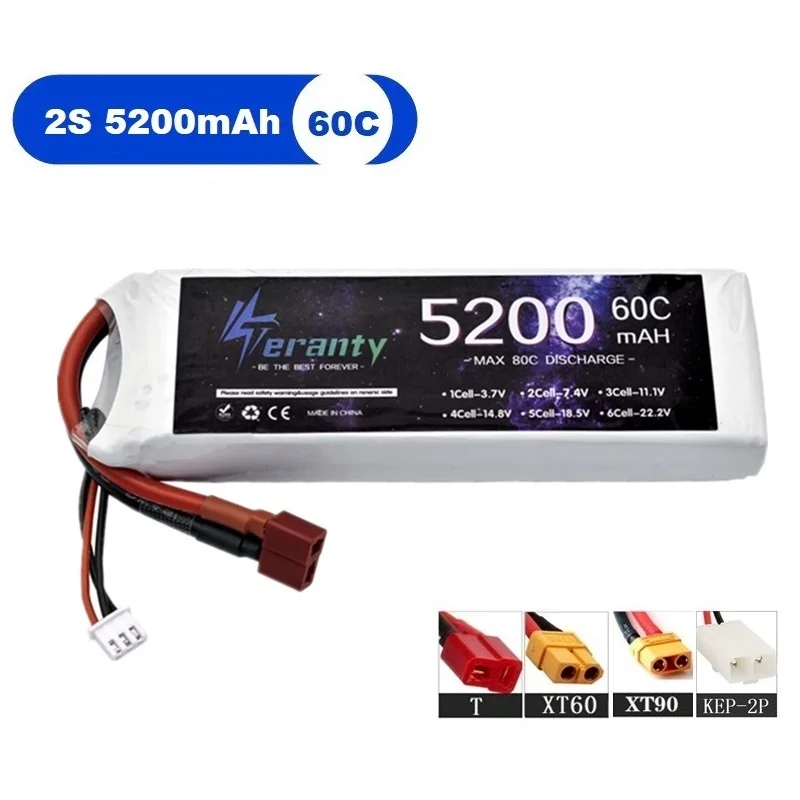 

2S Lipo аккумулятор 60C 7,4 В 5200 мАч Lipo батарея с разъемом Deans XT60 Tamiya для RC FPV гоночного дрона квадрокоптера хобби гоночного автомобиля