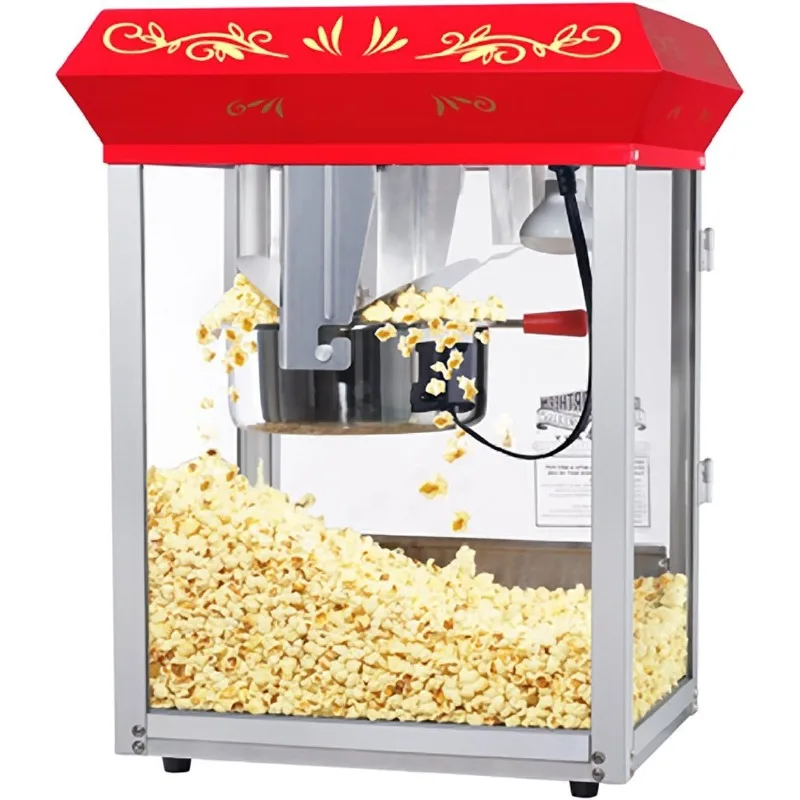 Foundation Popcorn Machine-8oz Popper with Stainless-Steel Kettle, Reject Kernel Tray, Warming Light and Accessories by Great