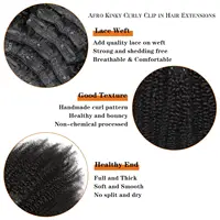 Extensions de cheveux afro bouclés à clipser 4B 4C, cheveux humains brésiliens Remy, extensions de cheveux afro pour femmes 2