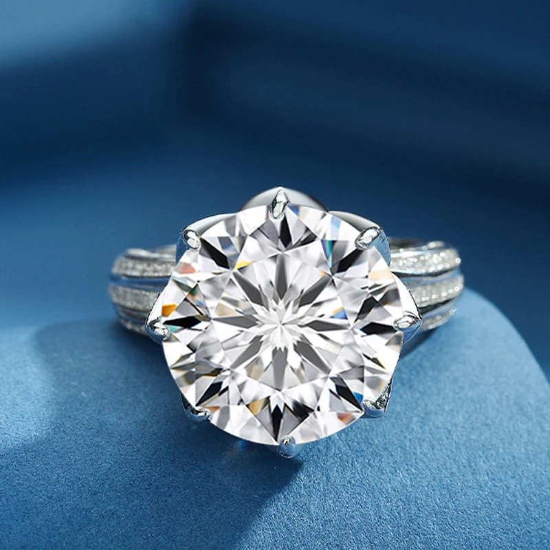 Фото Роскошное кольцо Houtros 10CT D VVSI из муассанита, серебро 925 пробы, тарелка 18 К, белое золото, свадьба, сверхъяркий драгоценный камень, браслет, ювелирные изделия, GRA №2