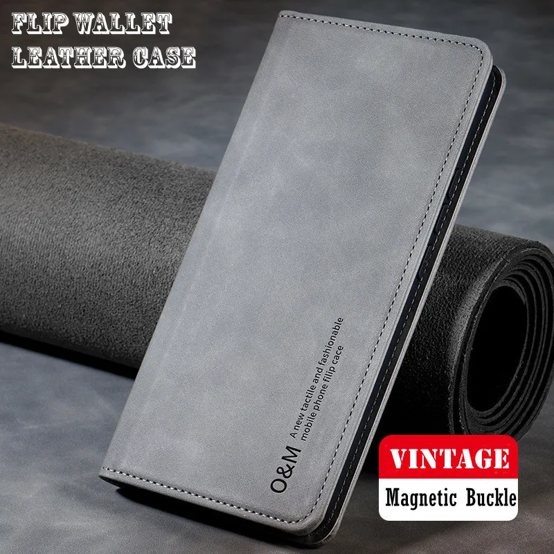 Elegant Leather Stand Flip Wallet Case with Card Slot and Magnetic Buckle