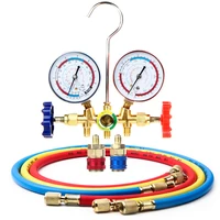 Manomètre de climatisation avec tuyau et crochet, ensemble de manomètres de collecteur de Diagnostic AC à 3 voies pour Freon pour R12 R22 R404A R134a, nouveau 2