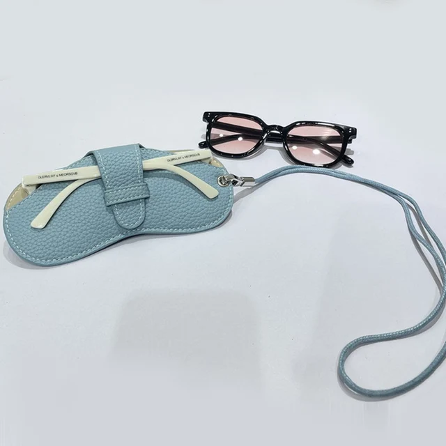 Custodia Per Occhiali In Pelle Morbida - Portaocchiali Da Donna Con Cinturino E Tracolla - Foto 5