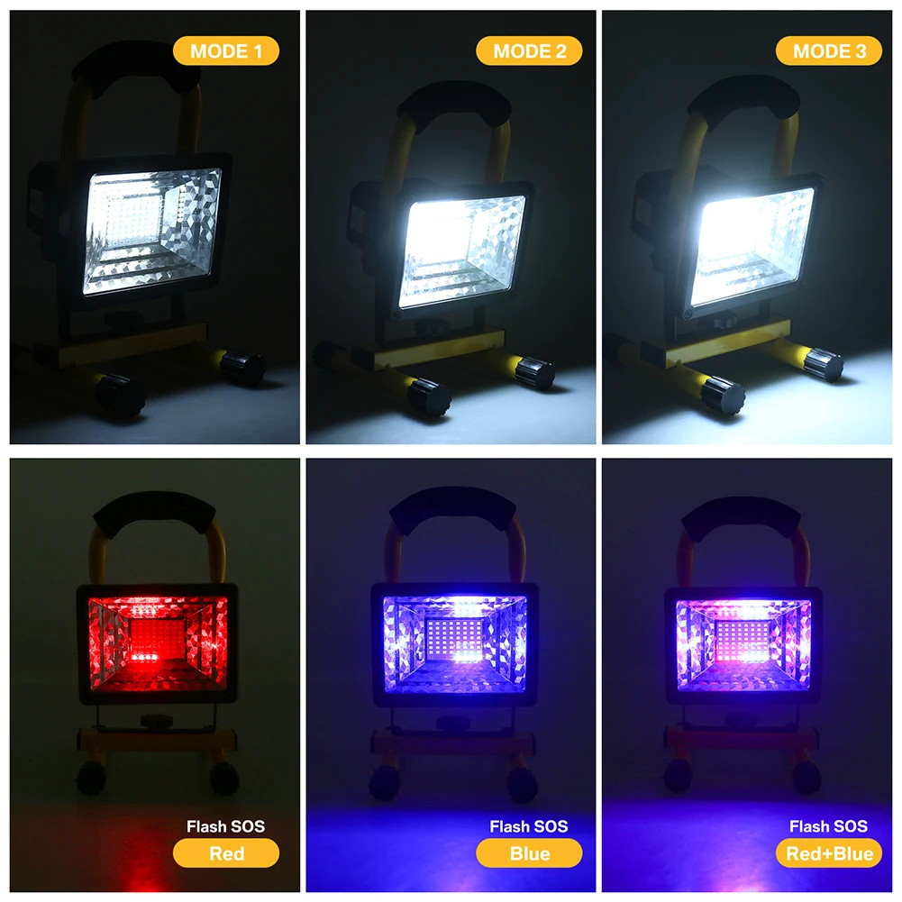 Led Work Light Work Light 60W LED Work Lights Rechargeable Floodlight Waterproof Portable Emergency Work Job Site Lights with Stand for Camping Travel