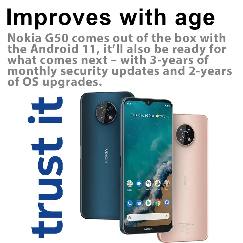 New Global Version Nokia G50 5G Smartphone Snapdragon 480 6GB RAM 128GB ROM NFC 6.82 Inch 48MP Triple Camera 5000mAh Android 11