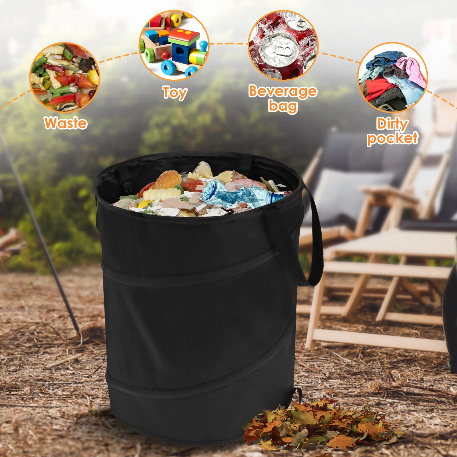 1/2Pcs Garden Waste Bag 37.8L Leaf Waste Bag Large Capacity Collapsible Garden Space Saving Pop Up Trash Can