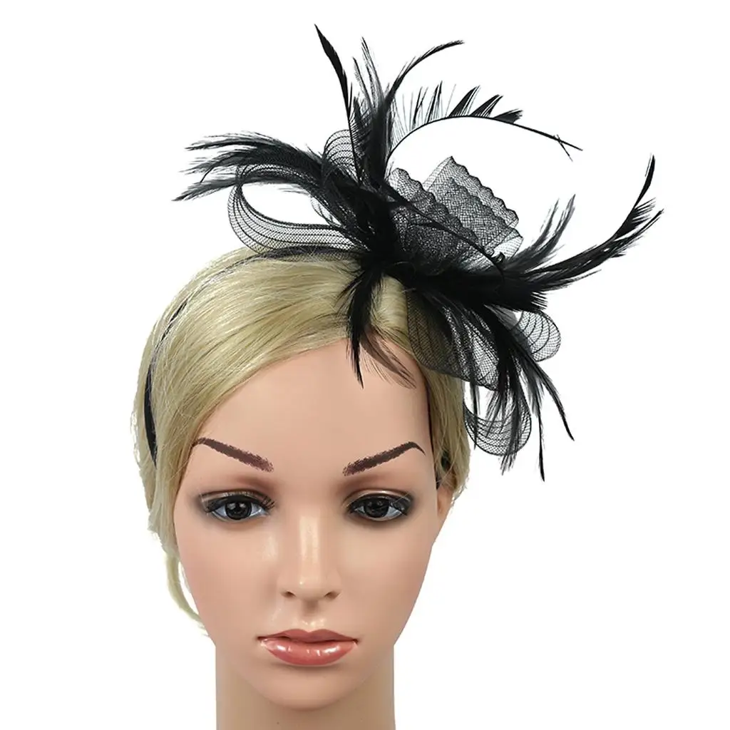Women 1920s Flapper Headband Feather Hair Band Cocktail Party