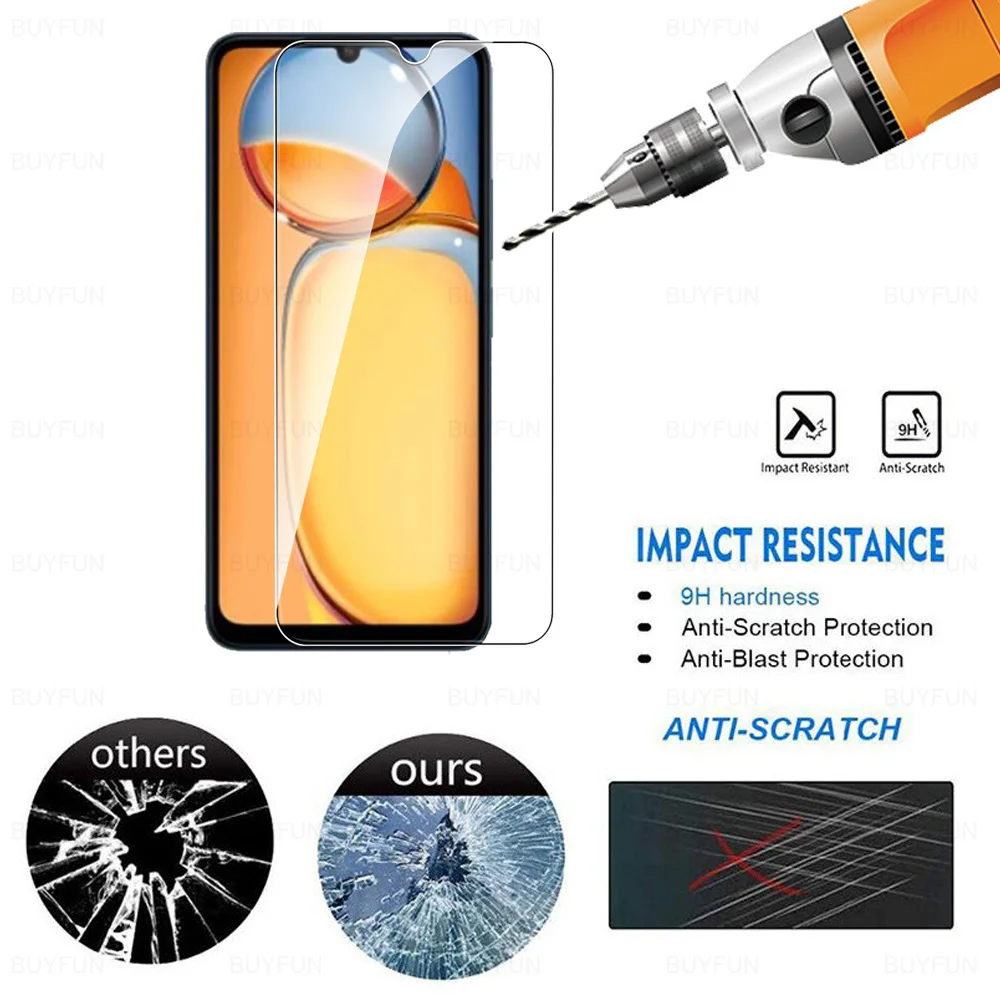 Screen protector tempered glass 4in1 tempered glass case for Xiaomi Redmi 13C 6.74inch front safety screen protector