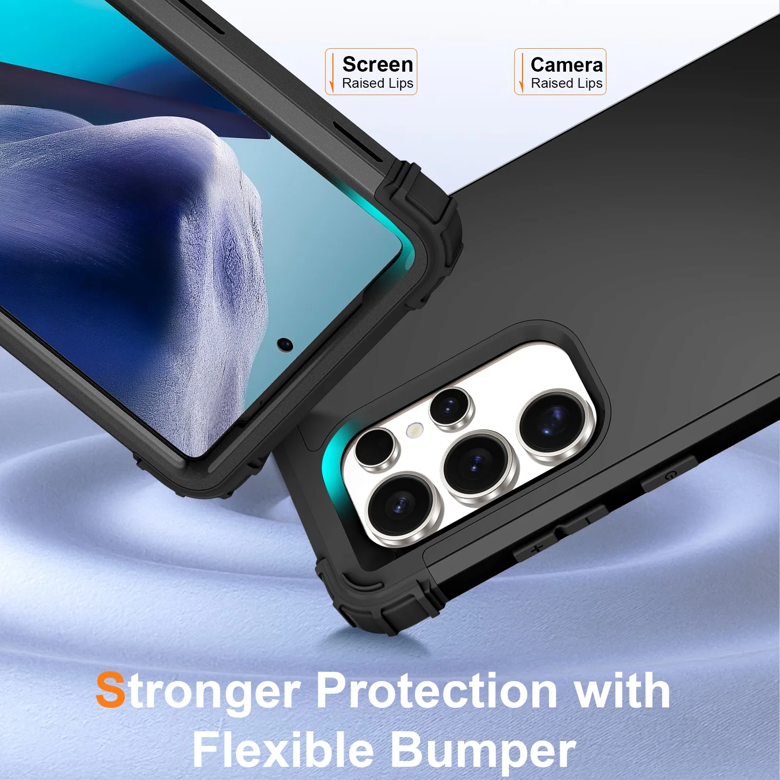 Heavy-Duty 3-in-1 Rugged Phone Case with Silicone Lining and Plastic Cover