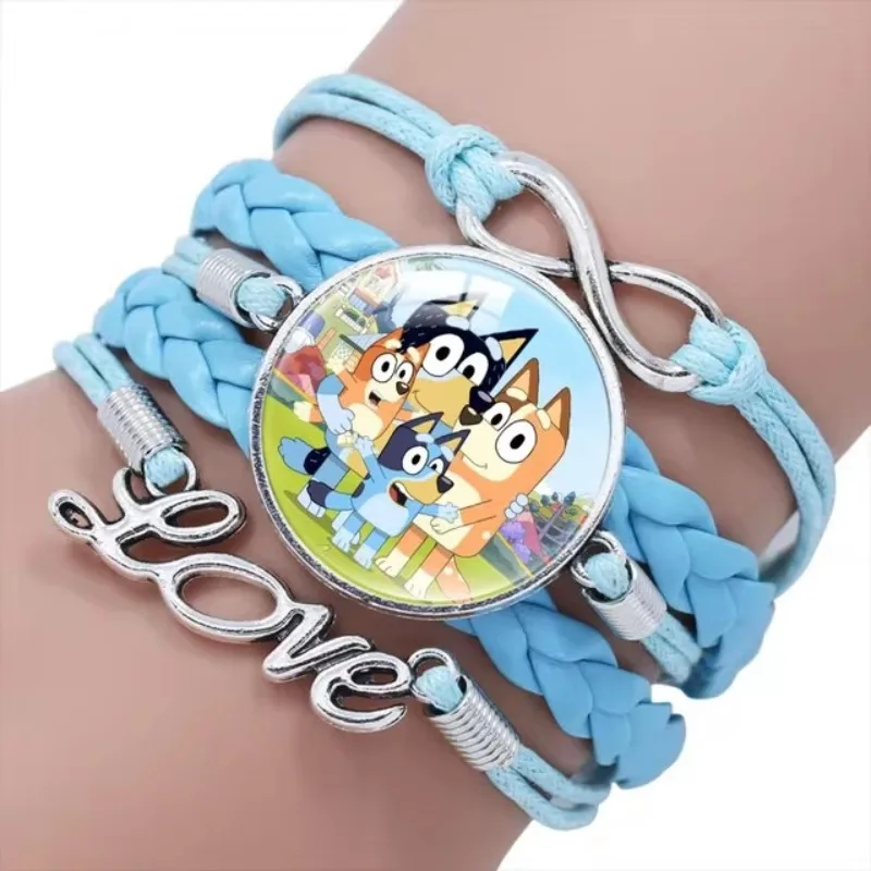 Anime Figure Toys Cartoon Bluey and Bingo Bracelet Anime Figures Print Cute Wristand Present Kids Toys Girls Christmas Party Gift Toy