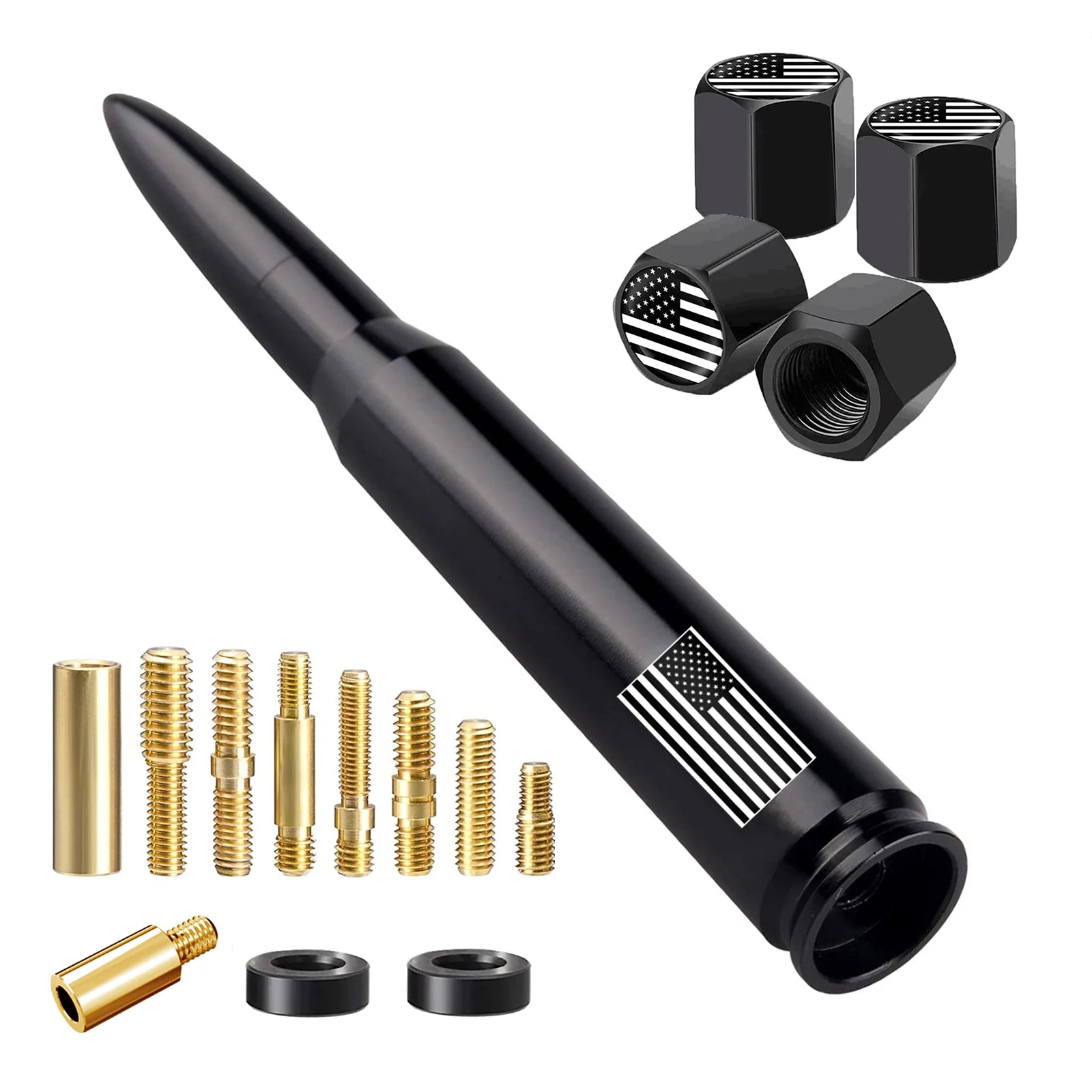 Antenna Per Camion Con Bandiera Americana Con Tappi Dello Stelo Della Valvola, Albero Universale Per Gm Chevy Silverado 1500 2500 3500 Hd Avalanche Fo