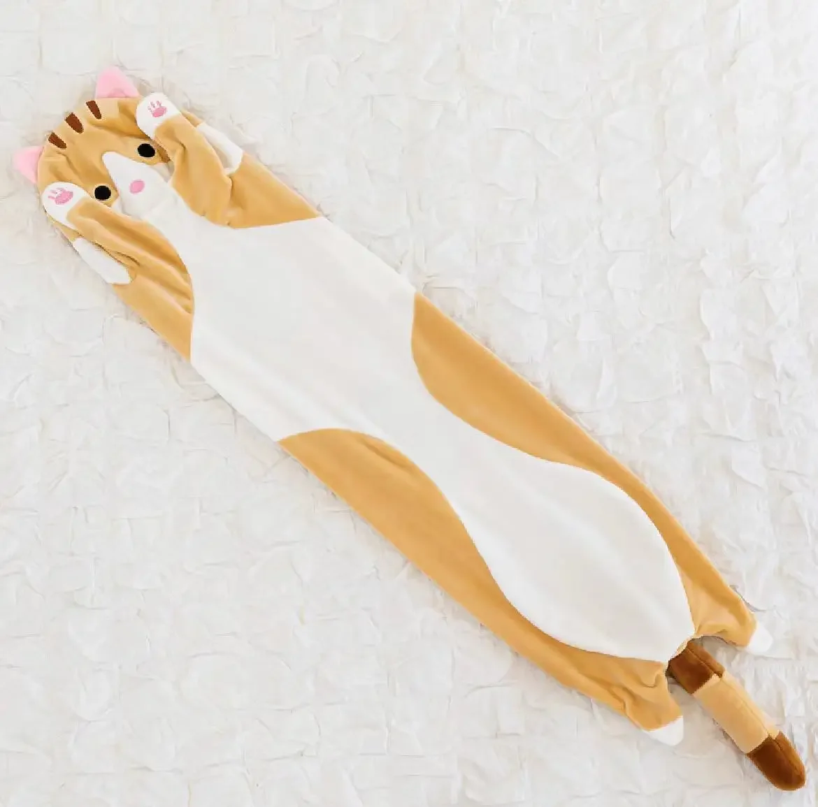 thumbnail image 1 of Muñeco de gato de gran tamaño con patas de clip y tiras largas, almohada de peluche para niñas, juguete perezoso para dormir, muñeco para acurrucarse y dormir, 1 of 5