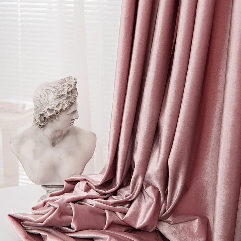 

Curtains for Living Dining Room Bedroom New Product Thick Italian Velvet Solid Color High Shading Simple Korean Princess Room