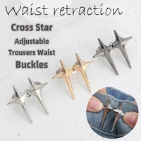 1Pair Cross Star Waist Buckle Adjustable Detachable Pants Clips Waist Tightener Nail-free Metal Button Snaps for Jeans Decor - Image 4