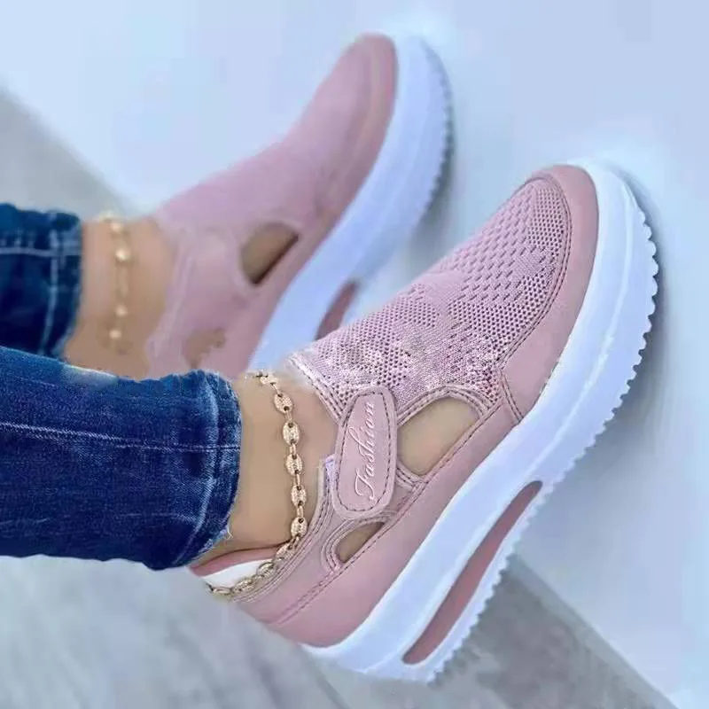 Platform Sneakers Women 2022 Summer New Breathable Mesh 2 Wedge Casual Sport Shoes Size 43 Non slip Woman Vulcanize Shoes