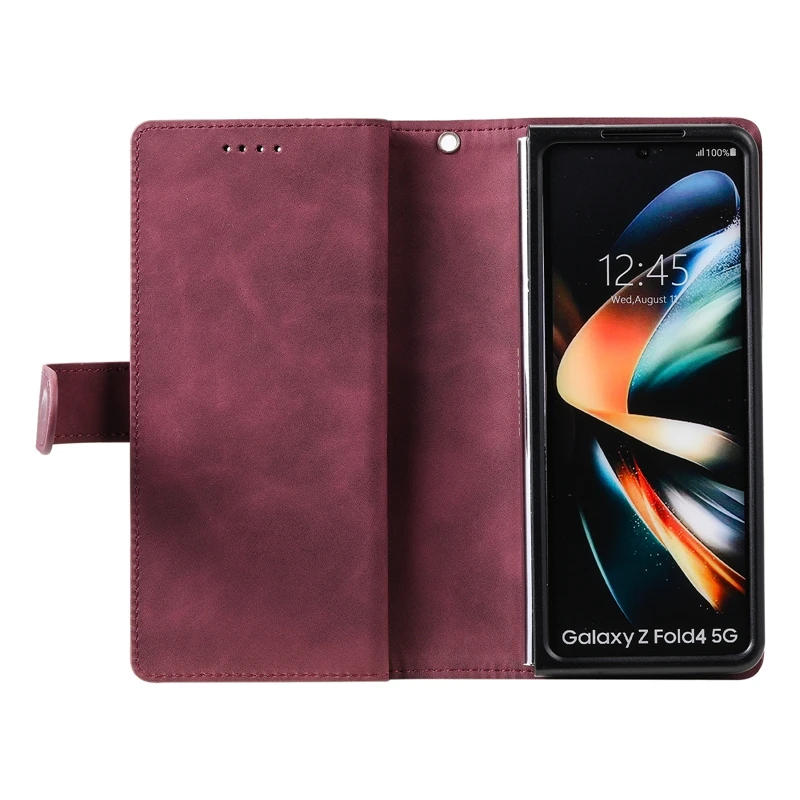 Double Layer Multi-function Zipper Wallet Case for Samsung Galaxy Z Fold 4 PU Leather Phone Bag for SM-F936B SM-F936U SM-F936N