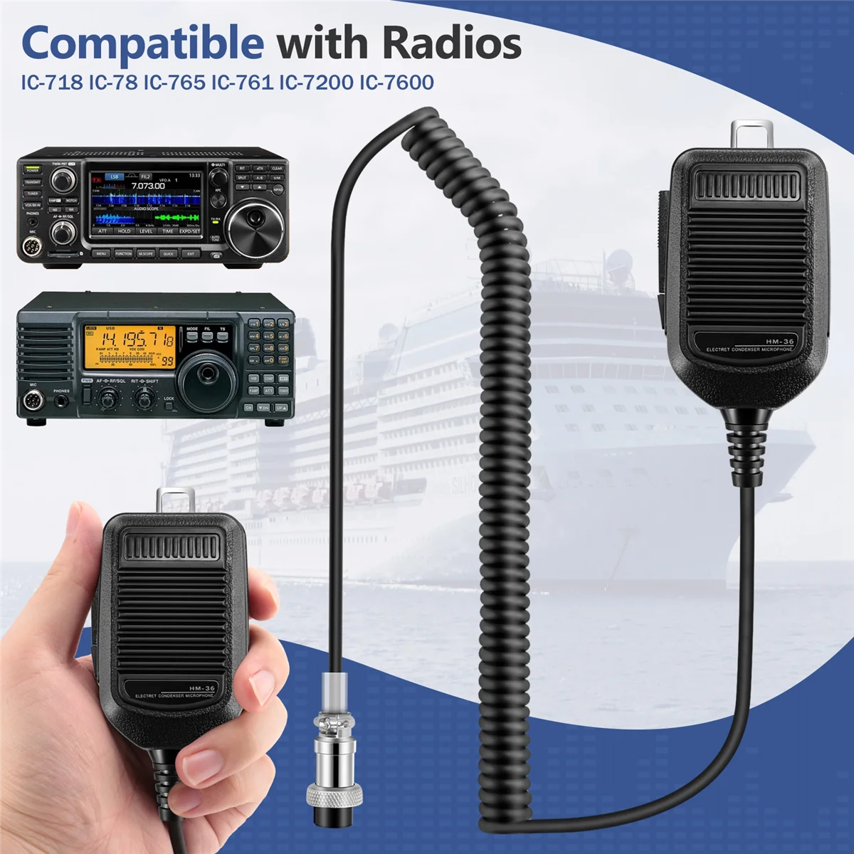 HM-36 핸드 스피커 마이크, ICOM 라디오 IC-718 IC-78 IC-765 IC-761 IC-7200 IC-7600