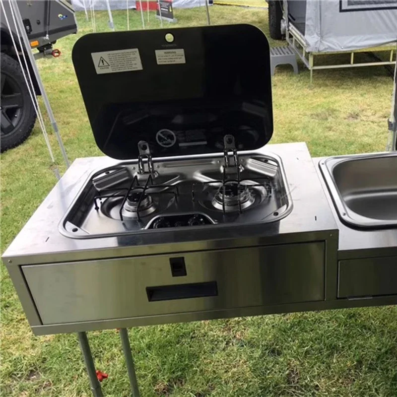 RV Stove Outdoor Stainless Steel Gas Double-headed 2*1.35KW Camping Car Kitchen