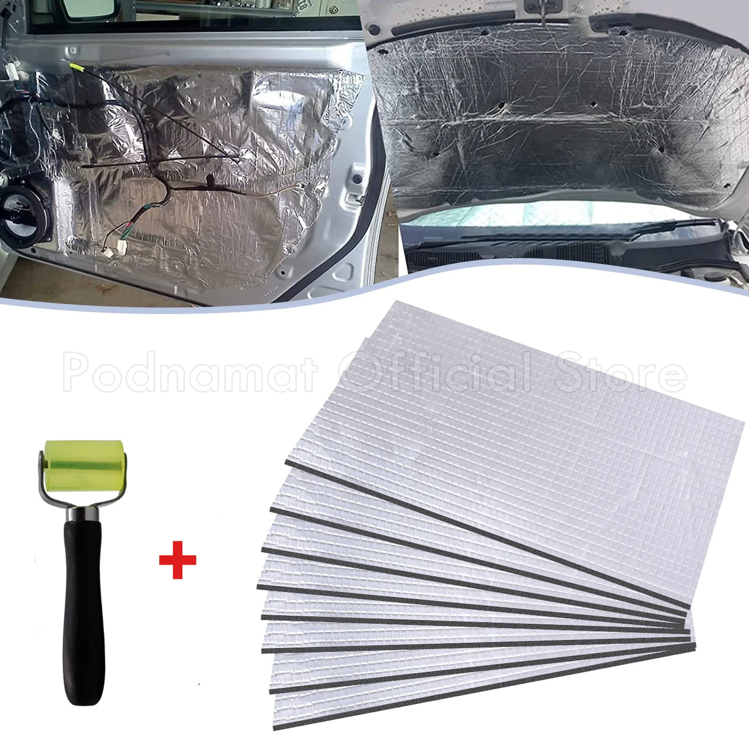 25X18cm Car Sound Deadening Mat Aluminum Foil Foam Auto Anti Heat Noise